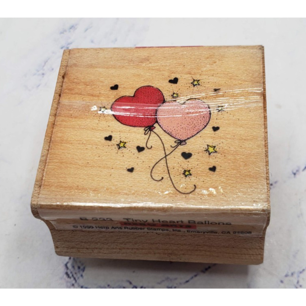 Hero Arts Heart Shaped Balloons Wood Mounted Rubber Stamp Hearts Love Romance